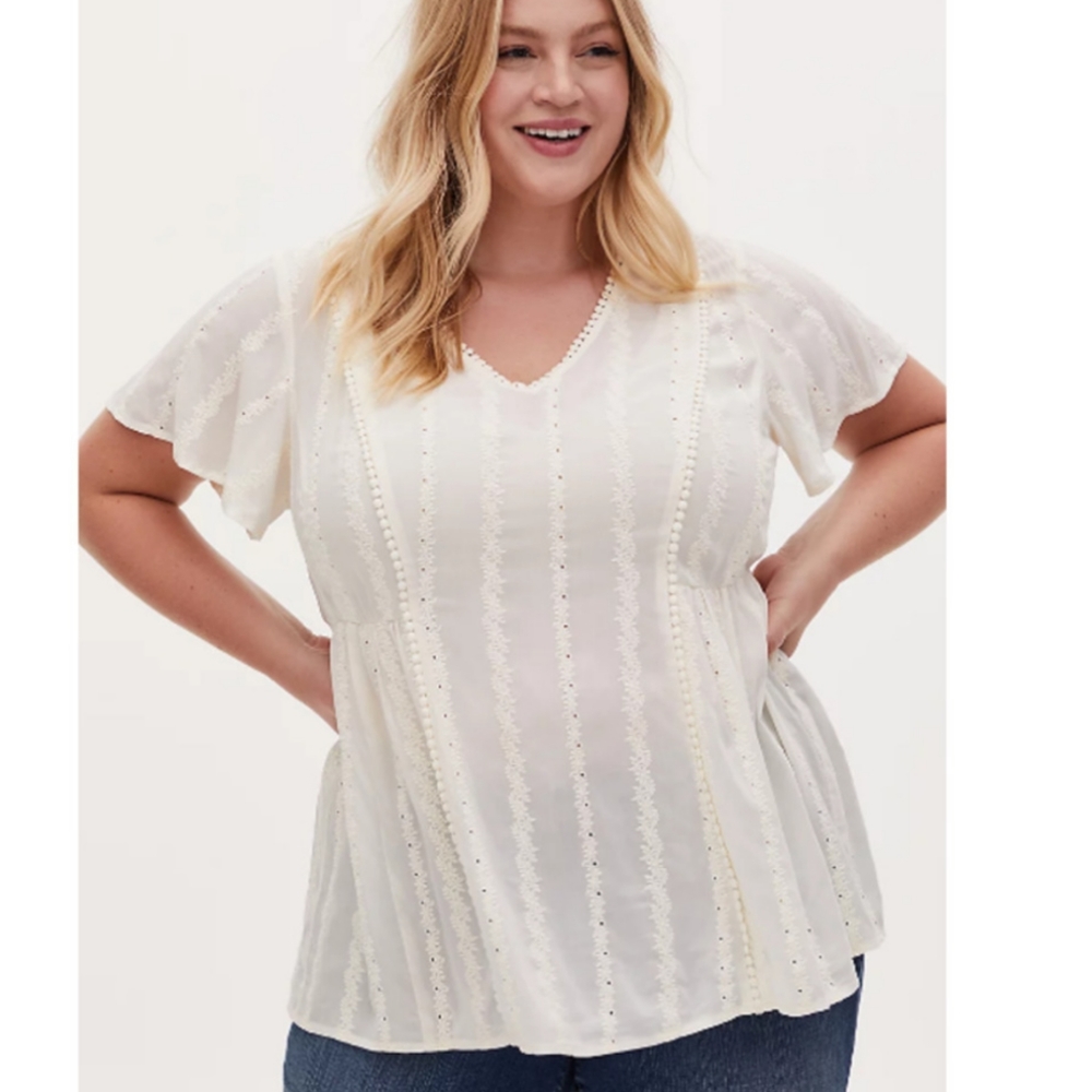 🌊3/$15 Torrid white eyelet blouse 0